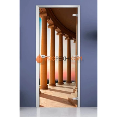 Стеклянная межкомнатная дверь DoorWood с фотопечатью City-19, 2000х700 мм