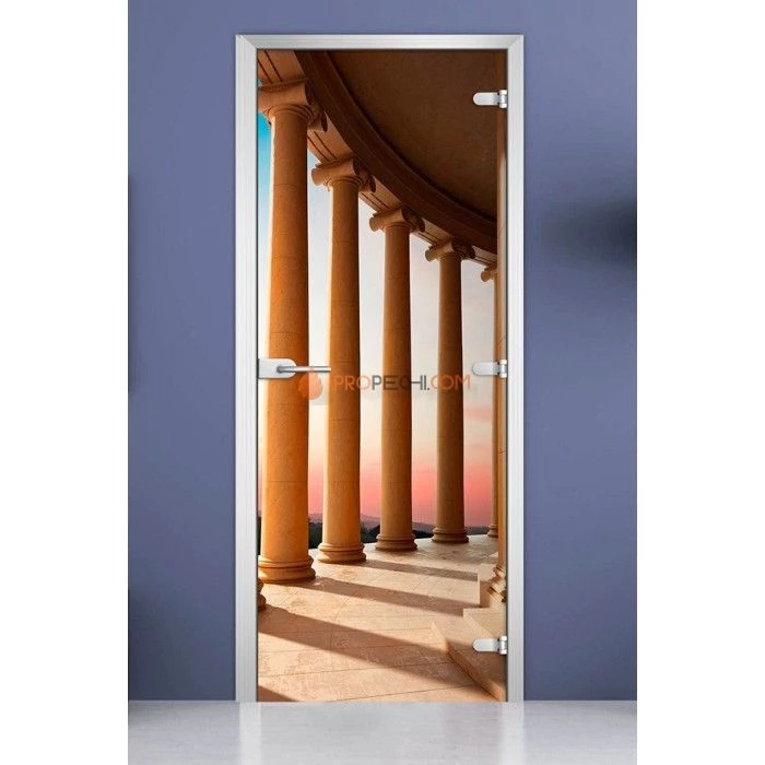 Стеклянная межкомнатная дверь DoorWood с фотопечатью City-19, 2000х800 мм