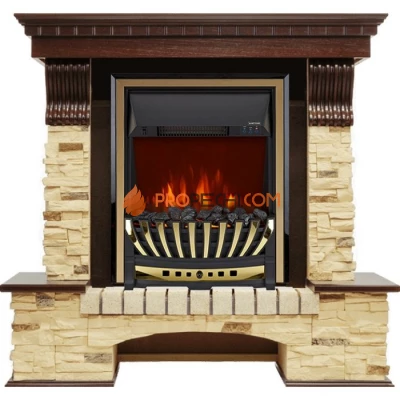 Каминокомплект Royal Flame Pierre Luxe угловой - Темный дуб / Сланец с очагом Aspen Gold