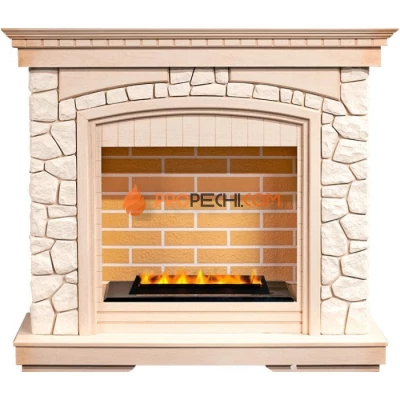 Каминокомплект Dimplex Glasgow - Слоновая кость с патиной/Белый с очагом Cassette 400 LNH-INT PS (без дров)