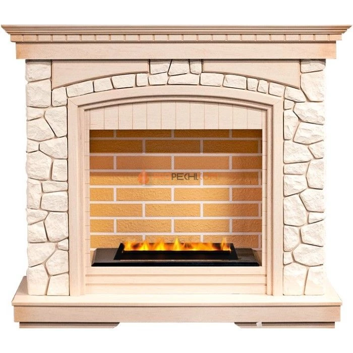 Каминокомплект Dimplex Glasgow - Слоновая кость с патиной/Белый с очагом Cassette 400 LNH-INT PS (без дров)