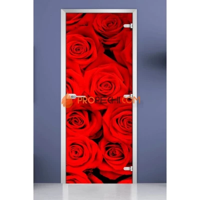 Стеклянная межкомнатная дверь DoorWood с фотопечатью Flowers-08, 2000х700 мм