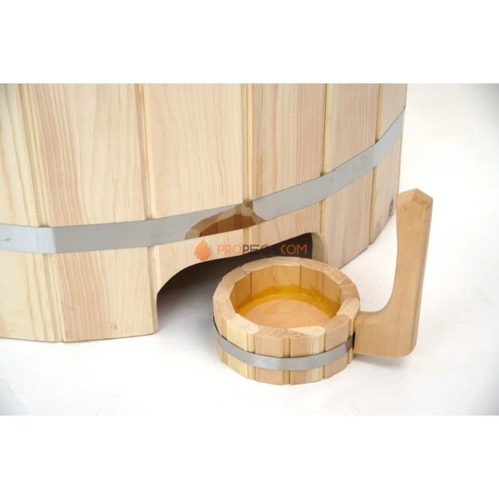 Фитобочка круглая НКЗ STANDARD из кедра, (ШИП-ПАЗ), со скошенной крышкой, диаметр 78 см, высота 130 см / 25 мм (КРЫШКА/ДНО 4см)