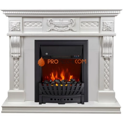 Каминокомплект Royal Flame Corsica - Матовый белый (Ширина 1100) с Электрическим очагом Royal Flame Aspen Black