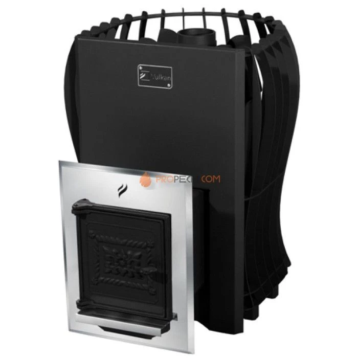 Дровяная печь для бани Вулкан Этна 26 Премиум тоннель чугун