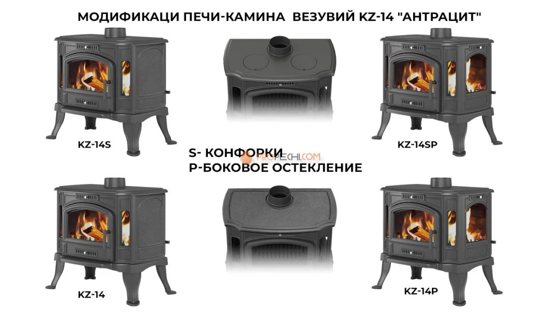 Печь-камин Везувий KZ-14Р "Антрацит"