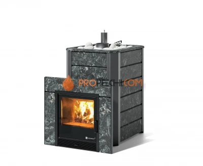 Печь для бани Изистим Ялта 25 К/2024 в облицовке из камня Пироксенит