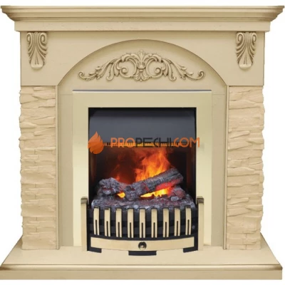 Каминокомплект Dimplex Bern Сланец крупный бежевый / Алебастр темная патина с очагом Danville Brass FB2