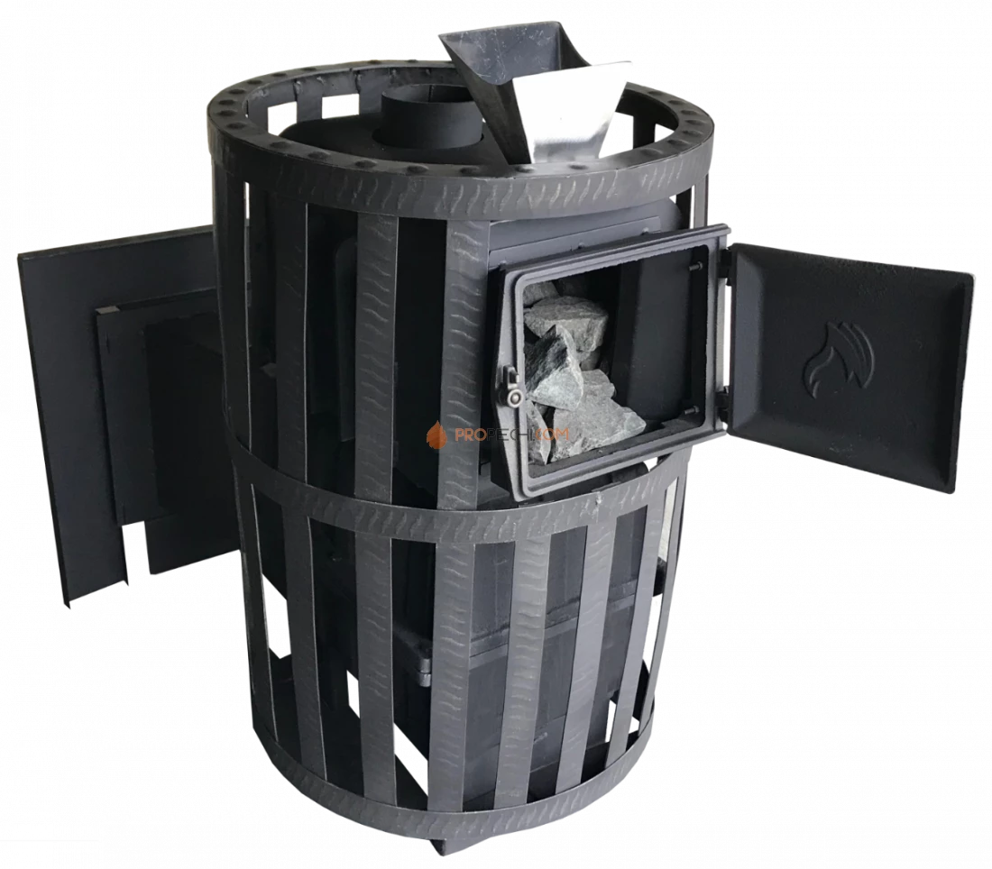 Банная чугунная печь Березка "Воевода" 20 (ДТ-3 Сетка Закрытая каменка)