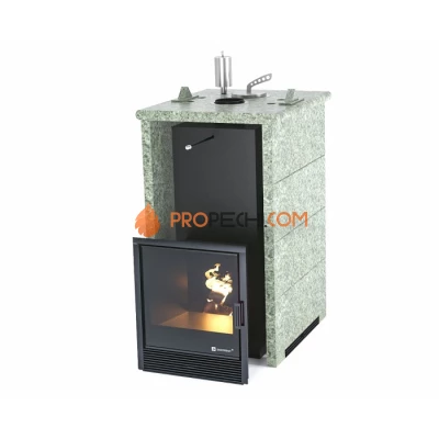 Дровяная печь для бани ИзиСтим Сочи в трехстороннем кожухе из жадеита