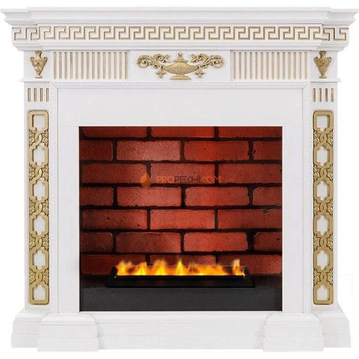 Каминокомплект Dimplex Greece - Белый с золотом с очагом Cassette 400 LNH-INT PS (без дров)