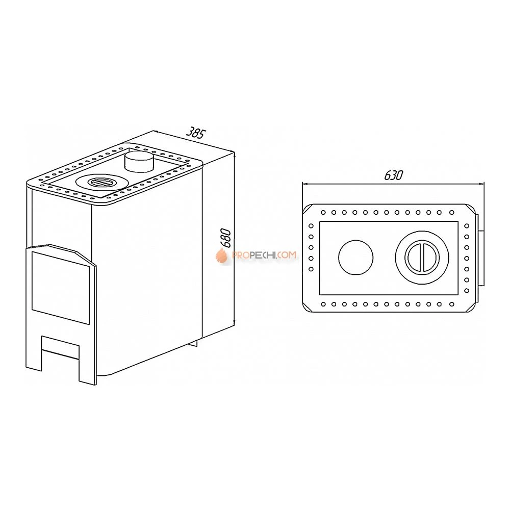 Отопительная печь Варвара Уют 1-конфорочная с верхним дымоходом