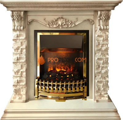 Камин электрический Adriana слоновая кость патина с очагом Atherton