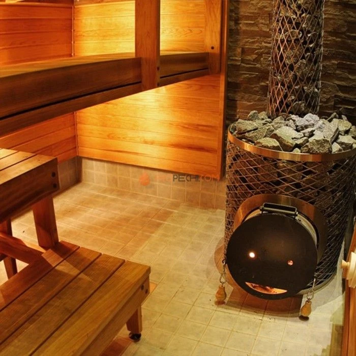 Дровяная печь для бани IKI Original-IKI со стальной дверцей смайл