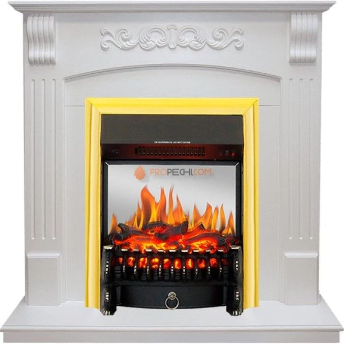 Каминокомплект Royal Flame Sorrento - Белый дуб с очагом Fobos FX M Brass