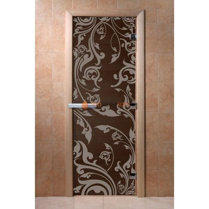 Дверь для бани DoorWood с рисунком Венеция Черный жемчуг, 1900x700 мм