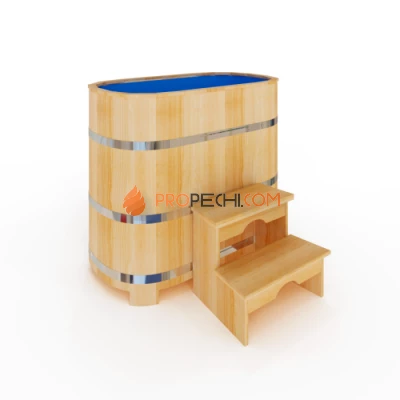 Купель овальная НКЗ PREMIUM из кедра, с пластиковой вставкой, 120x78x120 см