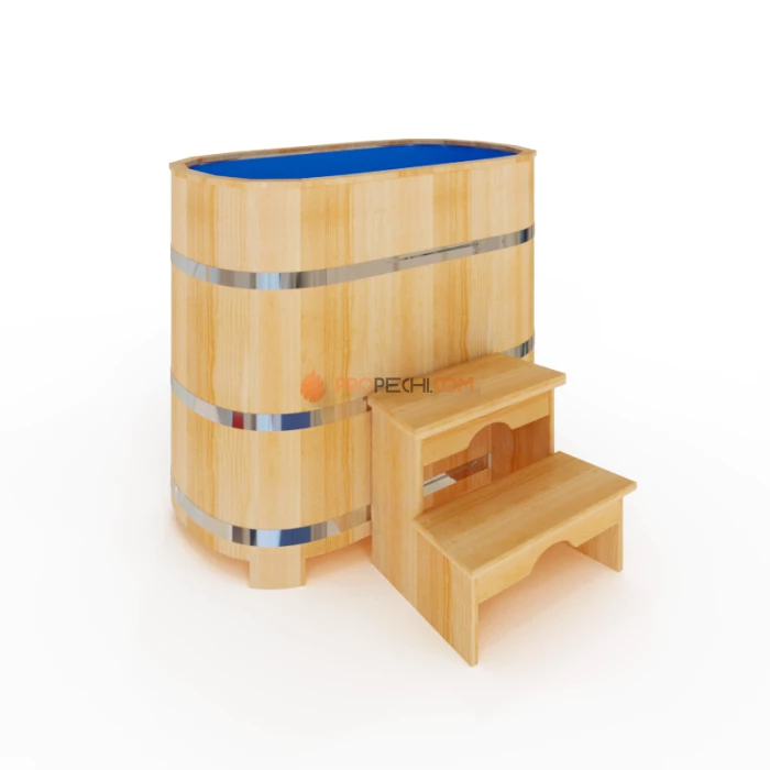 Купель овальная НКЗ PREMIUM из кедра, с пластиковой вставкой, 120x78x100 см