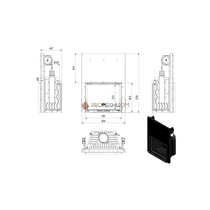 Каминная топка Kratki FELIX/G (гильотина)