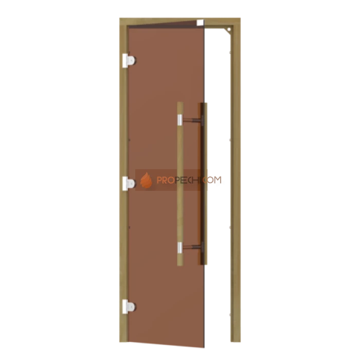 Дверь для бани стеклянная SAWO 741-3SGD-L-3 7/19, бронза, левая, без порога, кедр, прямая ручка с металлической вставкой