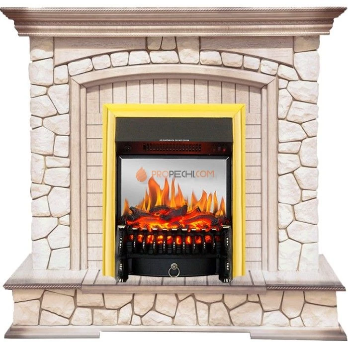 Каминокомплект Royal Flame Preston - Белый/Слоновая кость с патиной с очагом Fobos FX M Brass