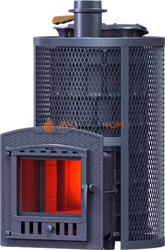 Чугунная банная печь Гефест Авангард Ураган ЗК 40 П2 круглая сетка