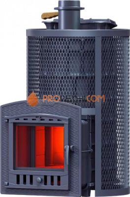 Чугунная банная печь Гефест Авангард Ураган ЗК 40 П2 круглая сетка