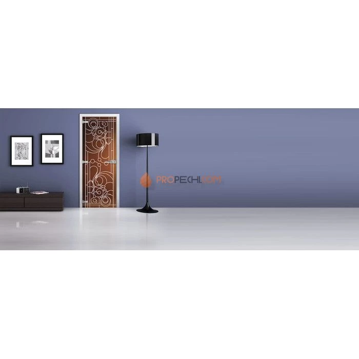 Стеклянная межкомнатная дверь DoorWood с рисунком MG-03 Бронза матовая, 2000х800 мм