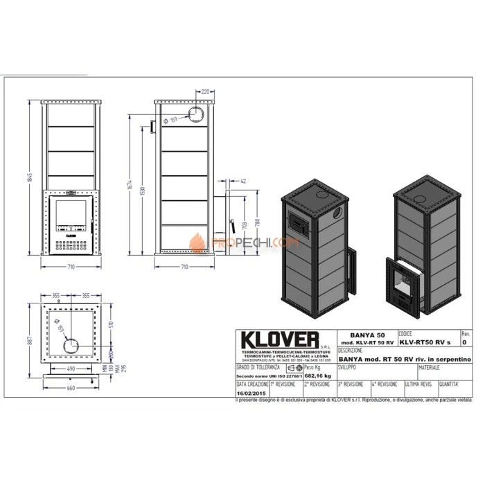 Дровяная печь для бани Klover RT 50-RV ( Серпентинит 30 мм )