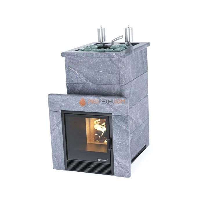 Дровяная печь для бани ИзиСтим Сочи К в камне Талькохлорит