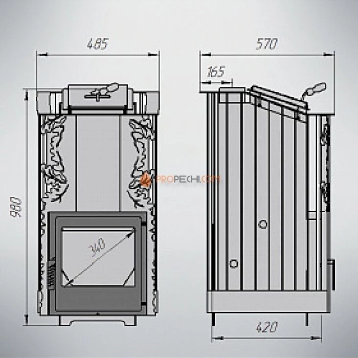 Дровяная печь для бани Варвара Терма Каменка Мини укороченная