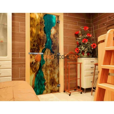 Дверь для бани DoorWood с фотопечатью (СЛЭБ-02), 2100x800 мм