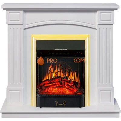 Каминокомплект Royal Flame Boston - Белый (Высота 925см) с очагом Majestic FX Brass