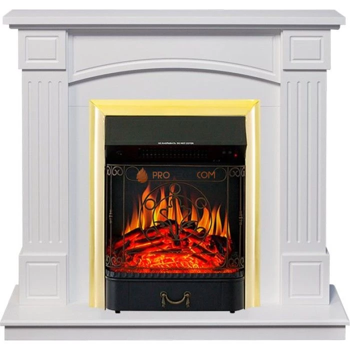 Каминокомплект Royal Flame Boston - Белый (Высота 925см) с очагом Majestic FX Brass