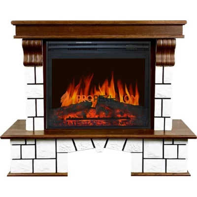 Каминокомплект Royal Flame Porto (Разборный) - Орех/Белый камень с очагом Jupiter FX New