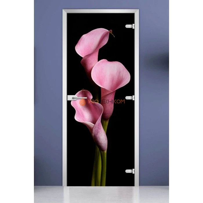 Стеклянная межкомнатная дверь DoorWood с фотопечатью Flowers-02, 2000х800 мм