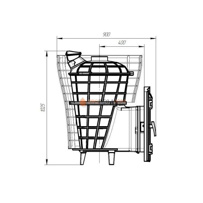 Чугунная печь для бани Атмосфера V КТТ сетка нержавейка