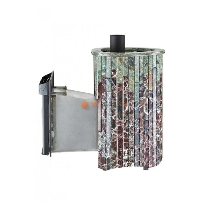 Дровяная печь для сауны Ферингер Макси До 30 м³ - Жадеит + Россо Леванте - обрамление Камень