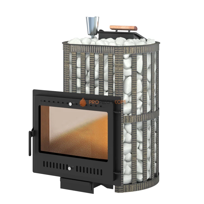 Чугунная печь для бани Везувий Ураган Ковка 22 Панорама М