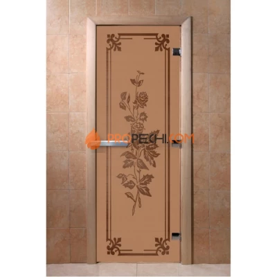 Дверь для бани DoorWood с рисунком Розы Бронза матовая, 2100x800 мм