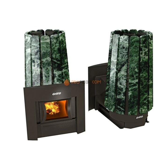 Дровяная печь для бани Grill’D Cometa 180 Vega Window Stone Змеевик