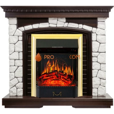 Каминокомплект Royal Flame Glasgow - Темный дуб / Белый с очагом Majestic FX Brass