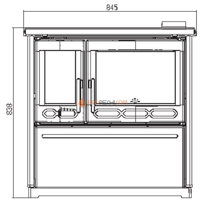 Плита Plamen 850 Glas красная, труба справа