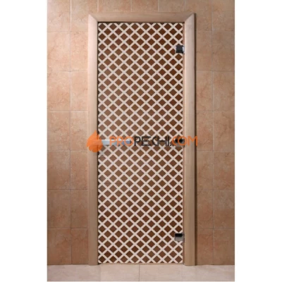 Дверь для бани DoorWood с рисунком Мираж Бронза, 1800x800 мм