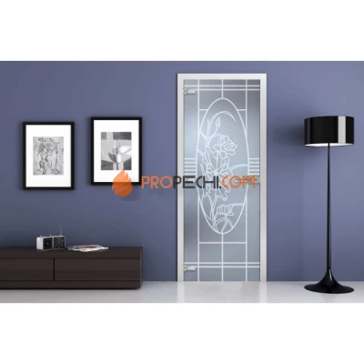 Стеклянная межкомнатная дверь DoorWood с рисунком MG-07 Матовая, 2000х700 мм