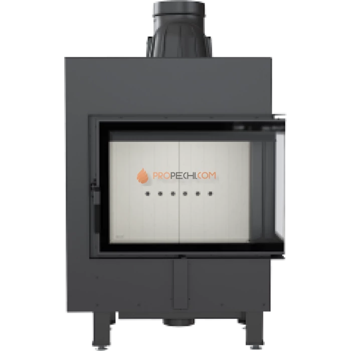 Каминная топка стальная Kratki LUCY/12/P/BS (угловое стекло справа) (12 кВт)