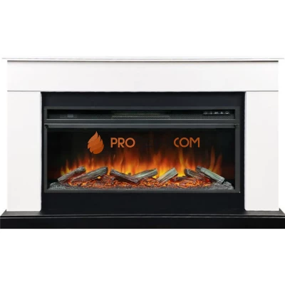 Каминокомплект Royal Flame Bergen (Разборный) - Белый с черным (Ширина 1370 мм) с очагом Vision 42 LOG LED