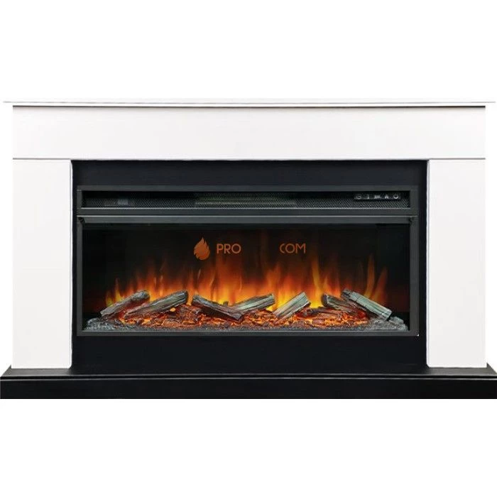 Каминокомплект Royal Flame Bergen (Разборный) - Белый с черным (Ширина 1370 мм) с очагом Vision 42 LOG LED