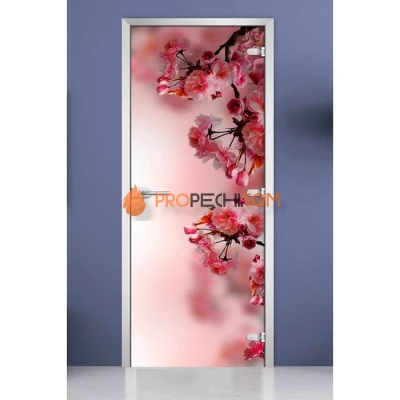 Стеклянная межкомнатная дверь DoorWood с фотопечатью Flowers-16, 2000х700 мм
