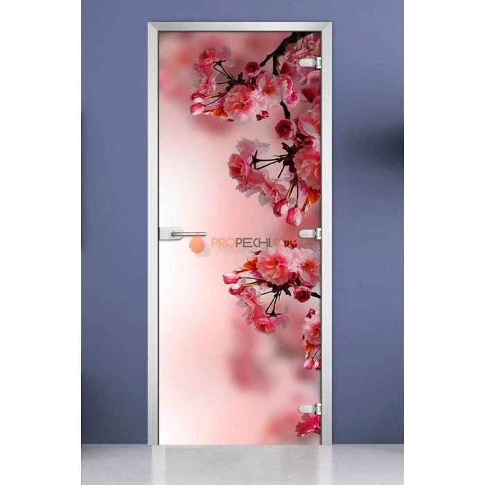 Стеклянная межкомнатная дверь DoorWood с фотопечатью Flowers-16, 2000х700 мм